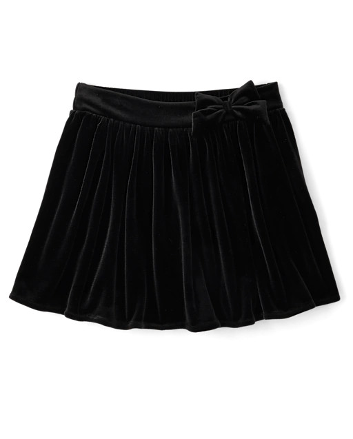Girls Glitter Velour Skirt - Black | The Children's Place