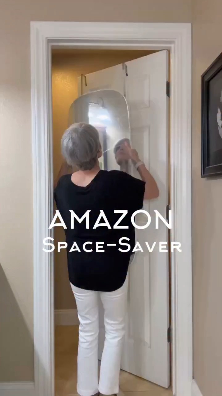 SONGMICS Jewelry Organizer, LED Jewelry Cabinet Wall/Door Mounted, Lockable Rounded Wide Mirror with Storage, Interior Mirror, 3.9 x 16.5 x 55 Inches, White Surface with Greige Lining 

 #LTKselfcare #LTKU #LTKHome