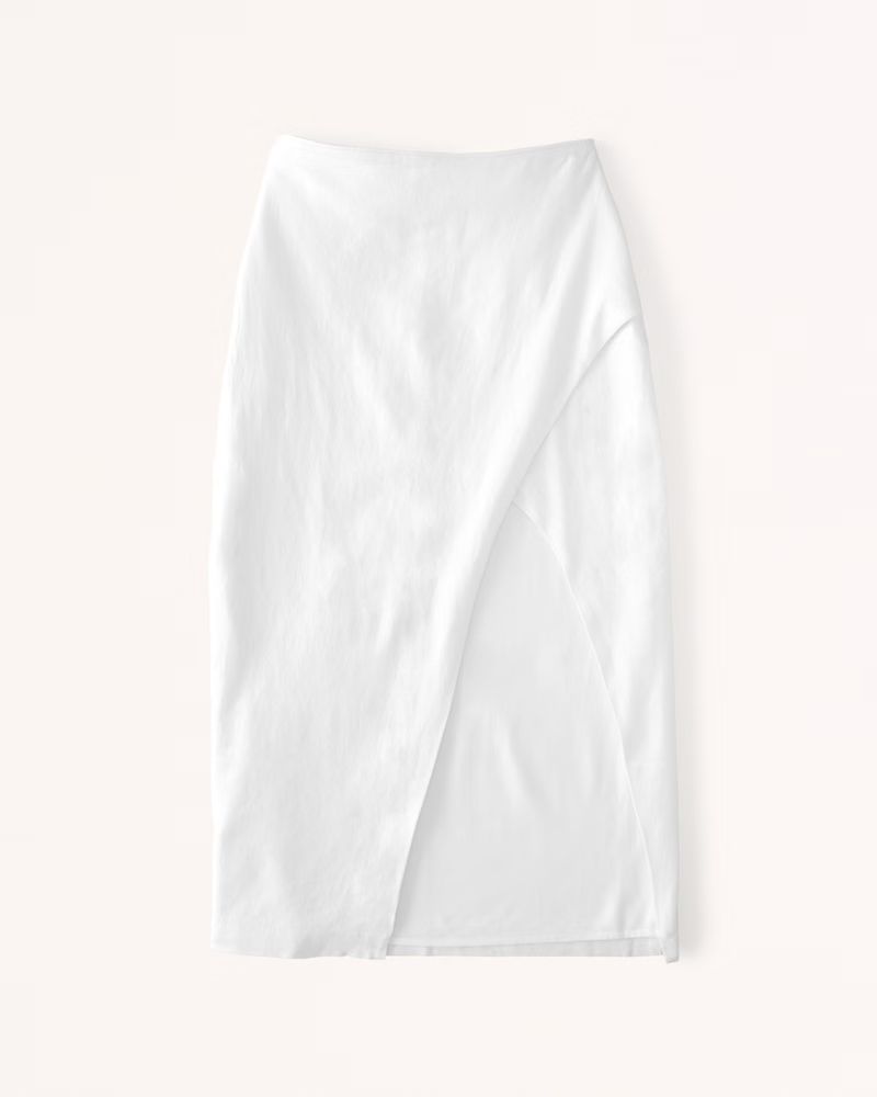 Linen-Blend Midi Skirt | Abercrombie & Fitch (US)