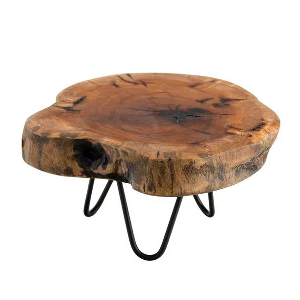 TJ Global Natural Edge Tree Trunk Wooden Stand with Hairpin Legs for Displaying Cakes, Plants, Ca... | Walmart (US)