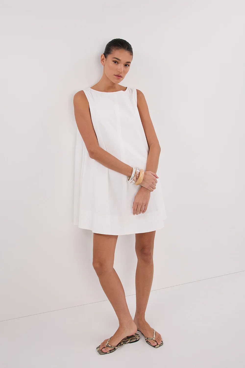 MAISIE WHITE POPLIN MINI DRESS | DISSH