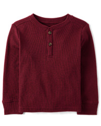 Baby And Toddler Boys Thermal Henley Top - burgundy | The Children's Place