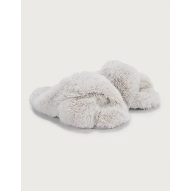 Faux-Fur Cross Slider Slippers | The White Company (UK)