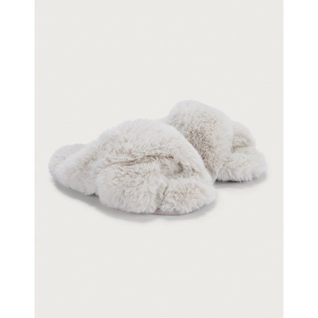 Faux-Fur Cross Slider Slippers | Slippers, Socks & Sleep Accessories | The  White Company | The White Company (UK)