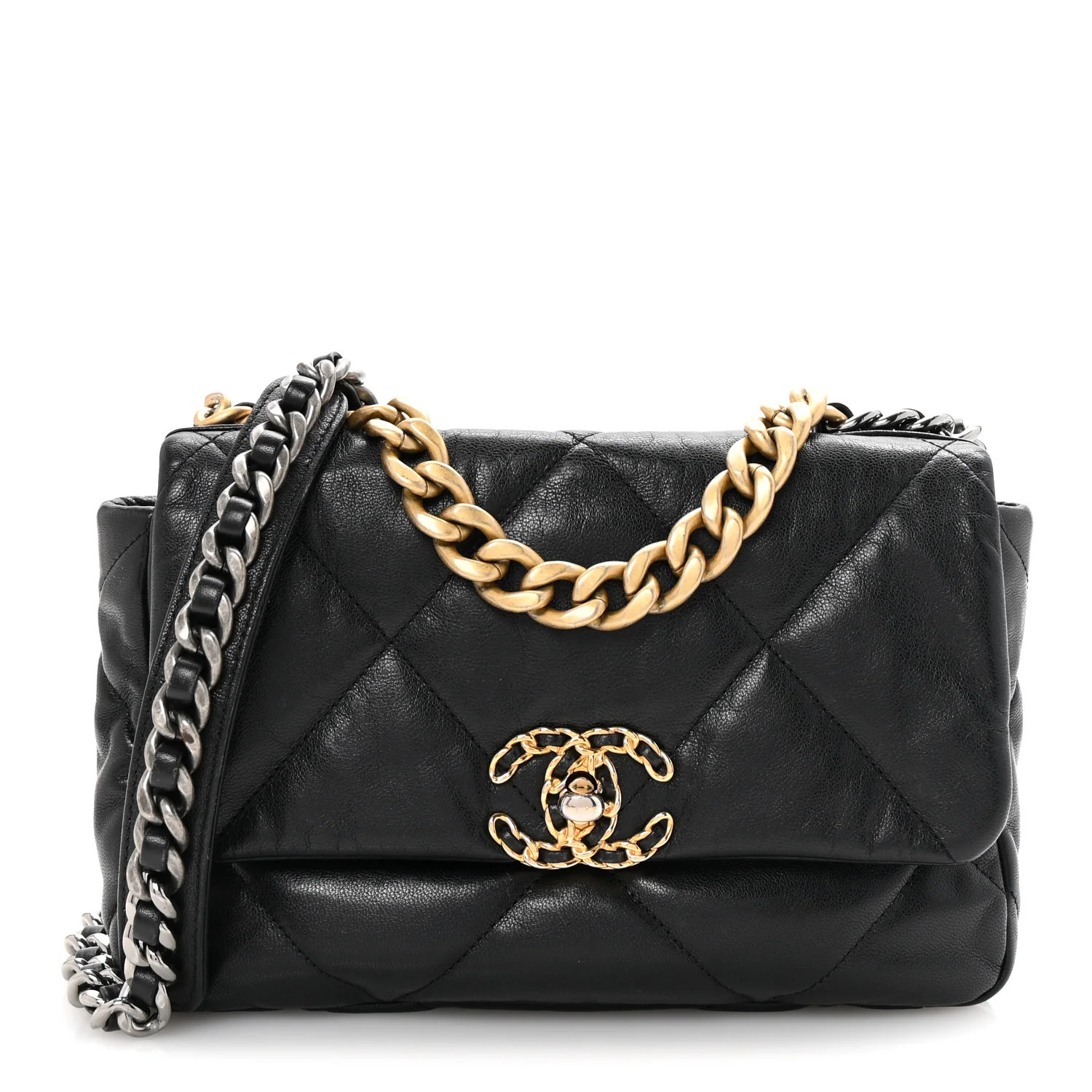 Chanel Goatskin Quilted Medium Chanel 19 Flap Black | FASHIONPHILE (US)