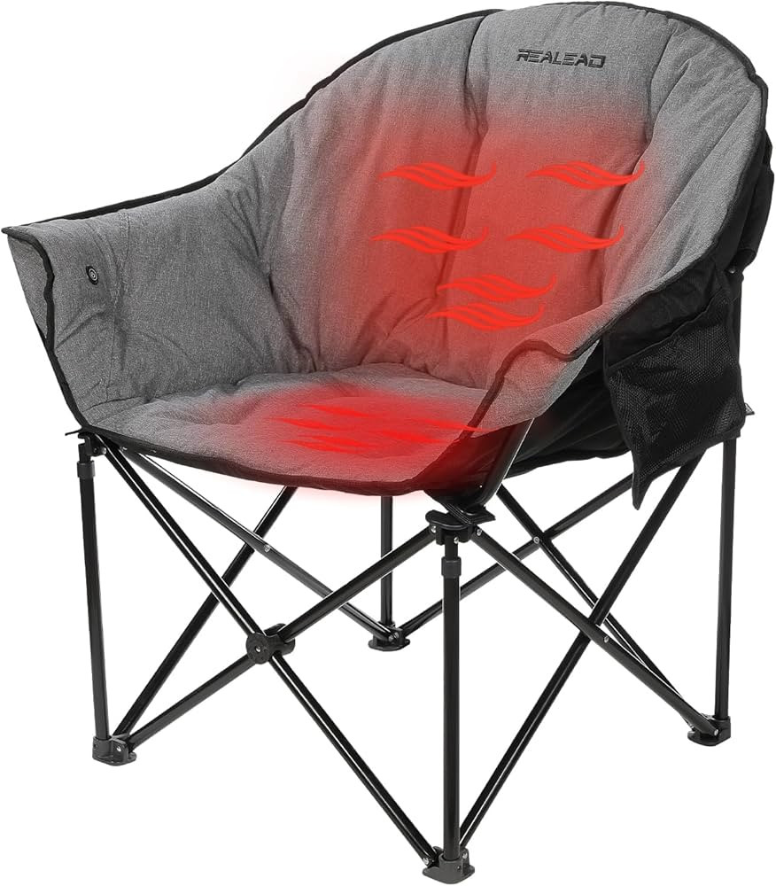 REALEAD Heated Camping Chair - Fully Thick Padded - Heated Chairs for Outdoor Sport with Back and... | Amazon (US)