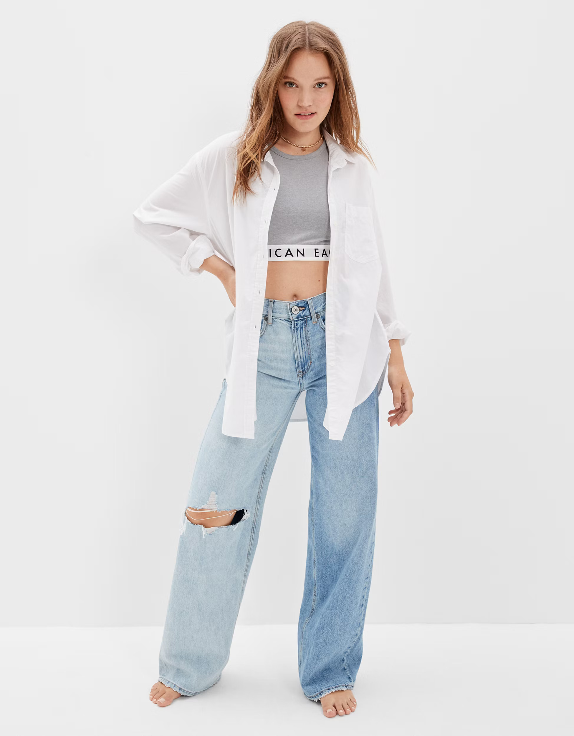 AE Oversized Oxford Button-Up Shirt | American Eagle Outfitters (US & CA)