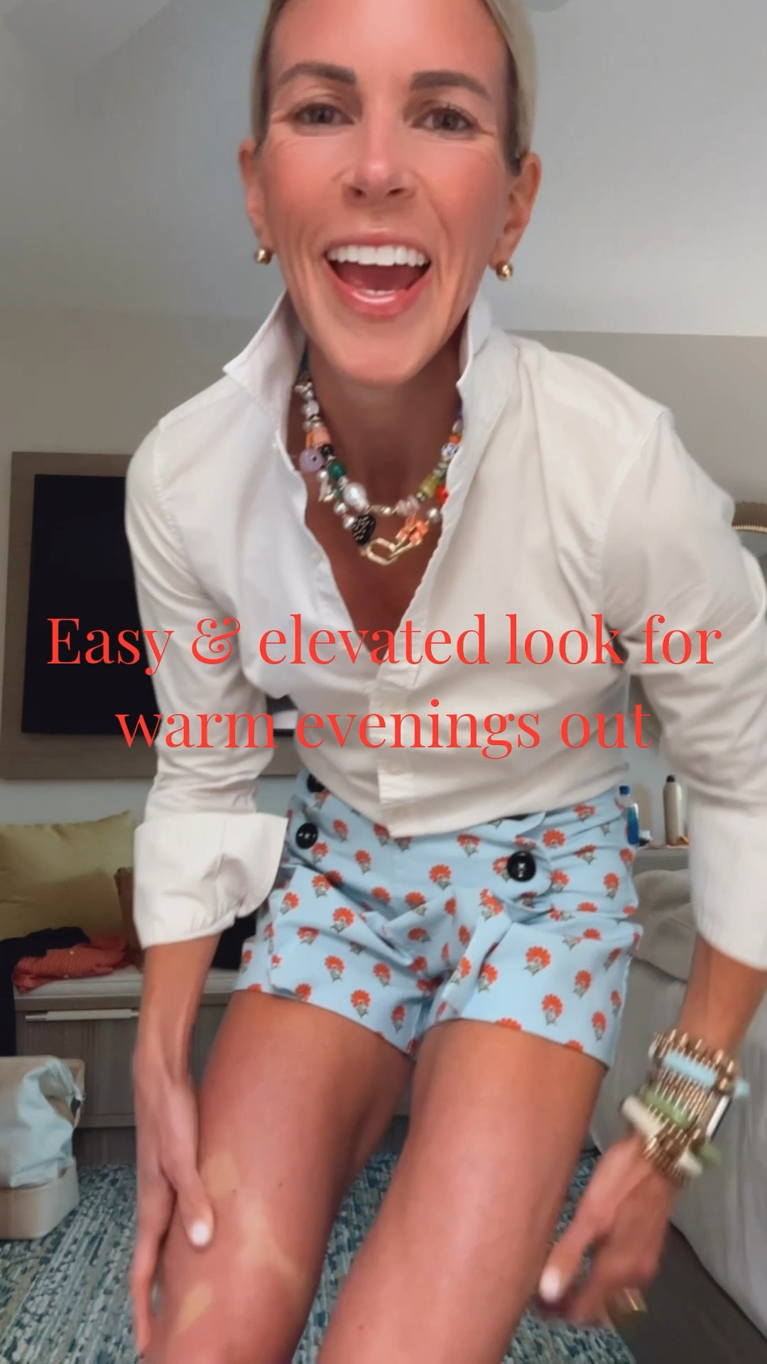 These shorts are fabulous and on sale!! The colors are perfect and I love the scalloped details!  A great look for evenings out 🩵❤️

#LTKStyleTip #LTKSaleAlert #LTKOver40