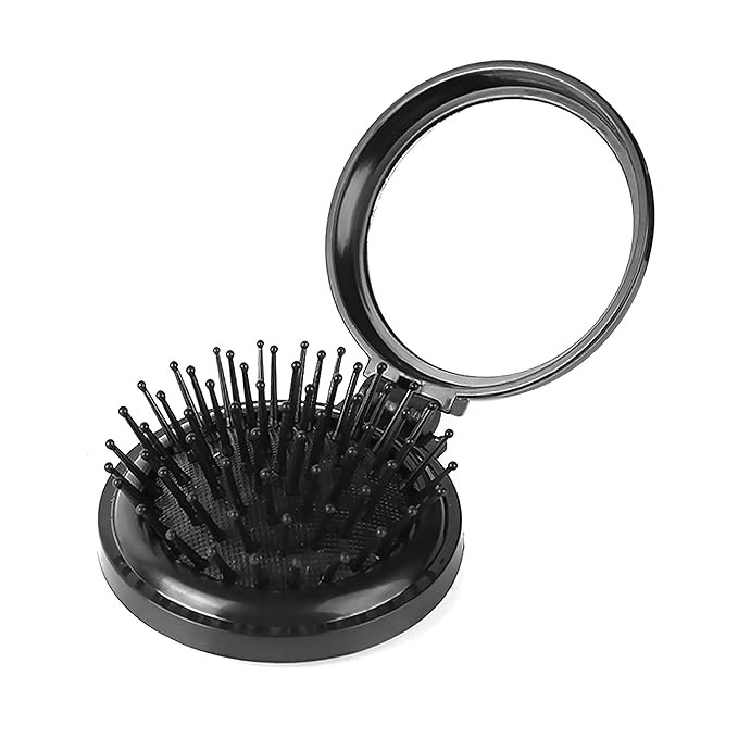 1st Choice Folding Hair Brush with Mirror,Round Mini Compact Massage Comb for Purse/Pocket,Travel... | Amazon (US)