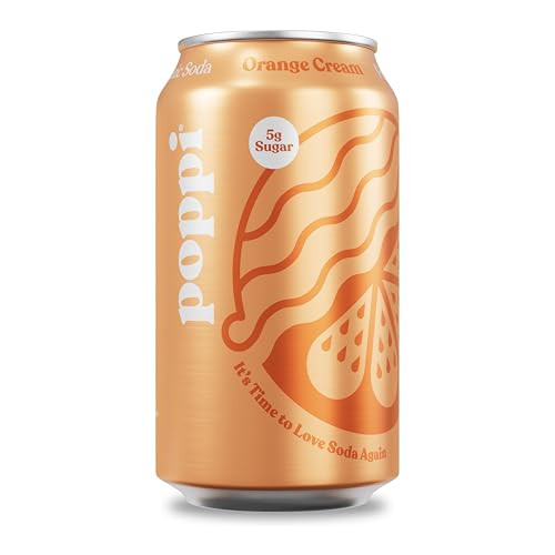 Poppi Sparkling Prebiotic Soda Beverage with Apple Cider Vinegar, Seltzer Water and Fruit Juice, Orange Cream Flavor, 12 oz, Pack of 12, Packaging may vary | Amazon (US)