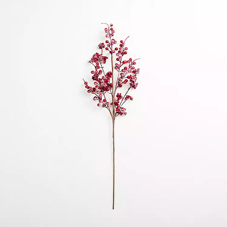 Iced Red Berries Stem | Kirkland's Home