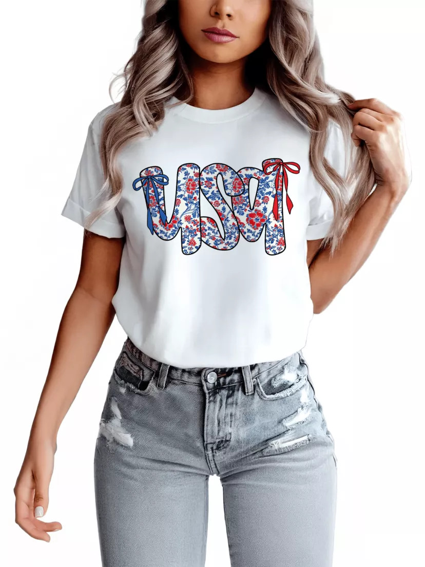 Women's Floral USA Patriotic T-Shirt | Belk