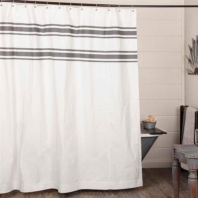 Piper Classics Silo Hill Charcoal Stripe Shower Curtain, 72" x 72", Farmhouse Style Bathroom Deco... | Amazon (US)