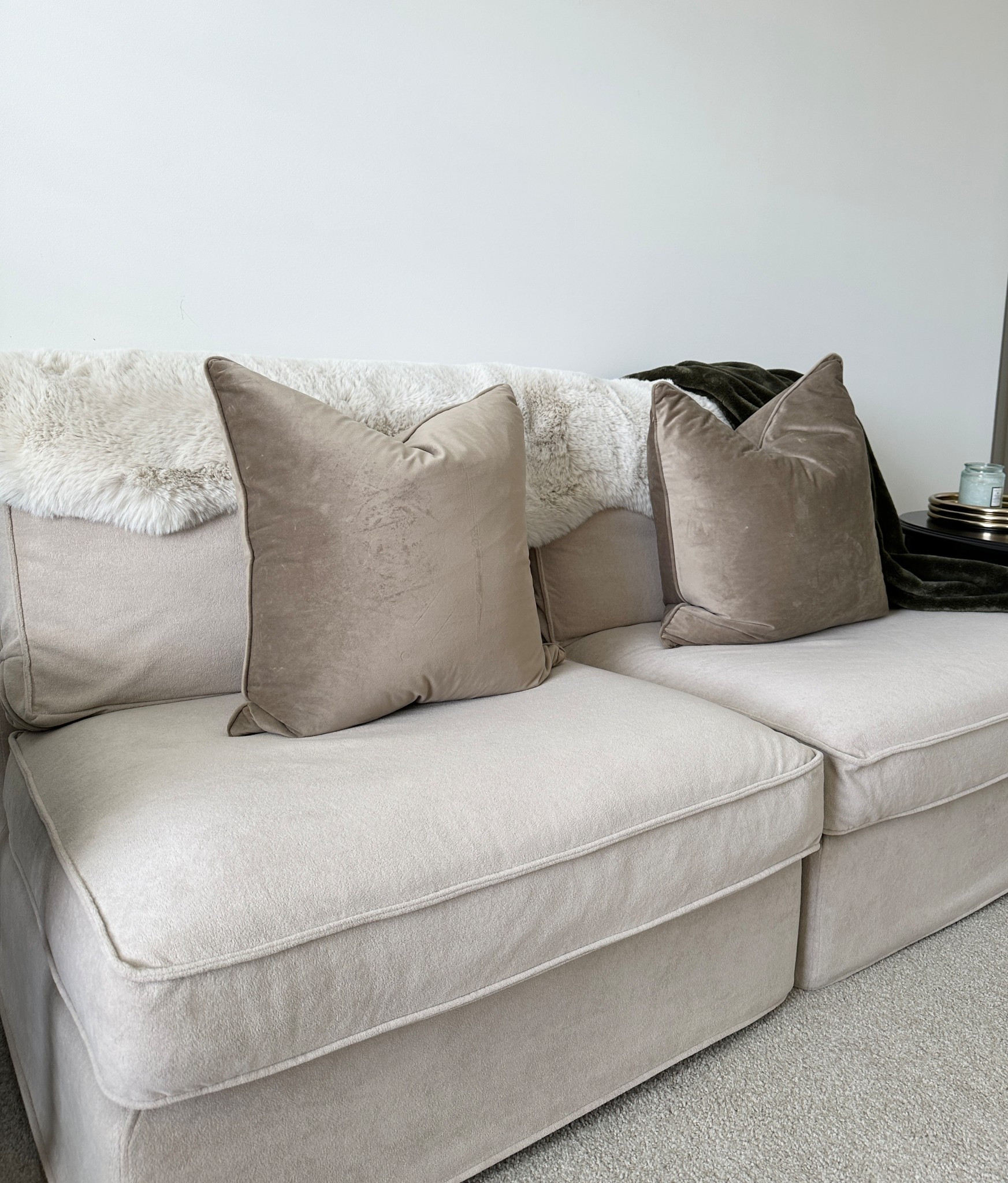 New slipcovers made this sofa feel brand new ✨ Highly recommend this Etsy seller. Shipping takes a bit, but the product is well worth it ⭐️⭐️⭐️⭐️⭐️. Pillows, throw & Faux Sheepskin came from Homegoods

#LTKHome