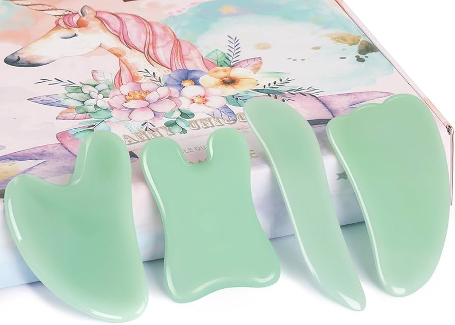 airogym Guasha Massage Tool，Natural Stone Gua Sha Board, 4PCS Guasha Stone Scraping Massage Set... | Amazon (US)