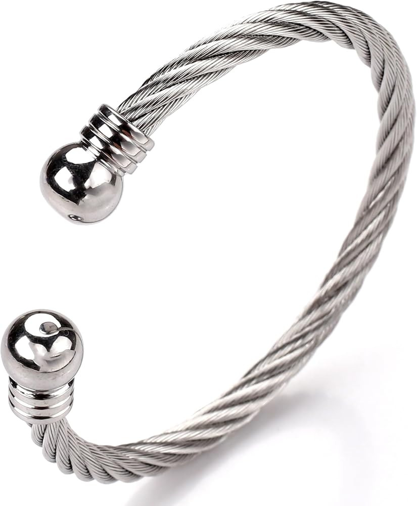 Bracelets Women Twisted Cable Cuff Bangle Designer Inspired with Stainless Steel Jewelry Love Gif... | Amazon (US)