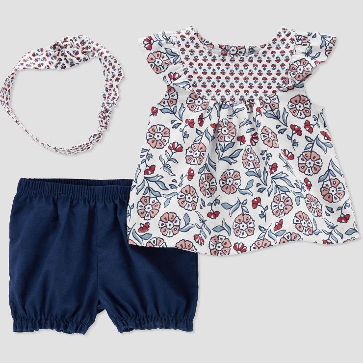 Carter's Just One You®️ Baby Girls' 2pc Floral Top & Bottom Set - Blue/Red | Target