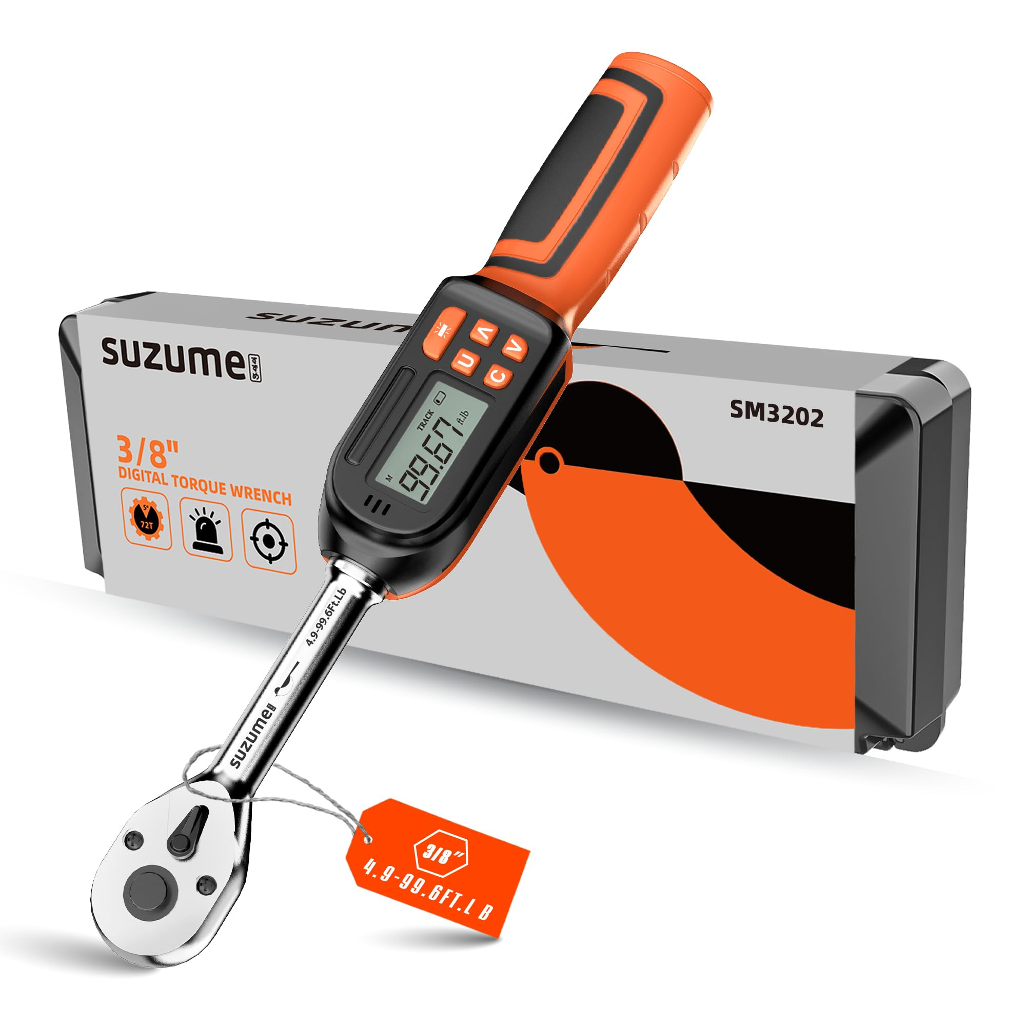 SUZUME Digital Torque Wrench 3/8 Drive (4.9-99.6 Ft. Lb/ 6.6-135 N.m)±2% High Accuracy Digital T... | Amazon (US)