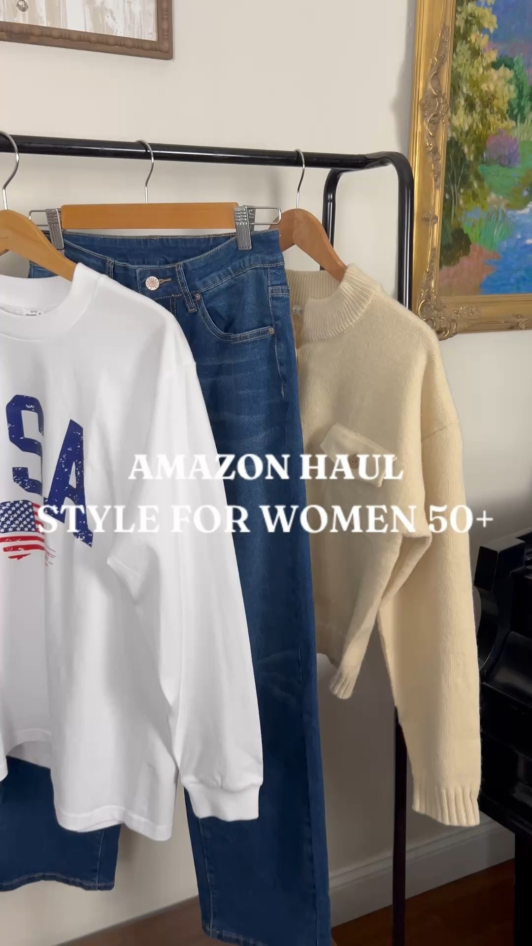 usa pullover, wide leg denim, cream cardigan, over 50 outfits 

#LTKootd #LTKOver40 #LTKSeasonal