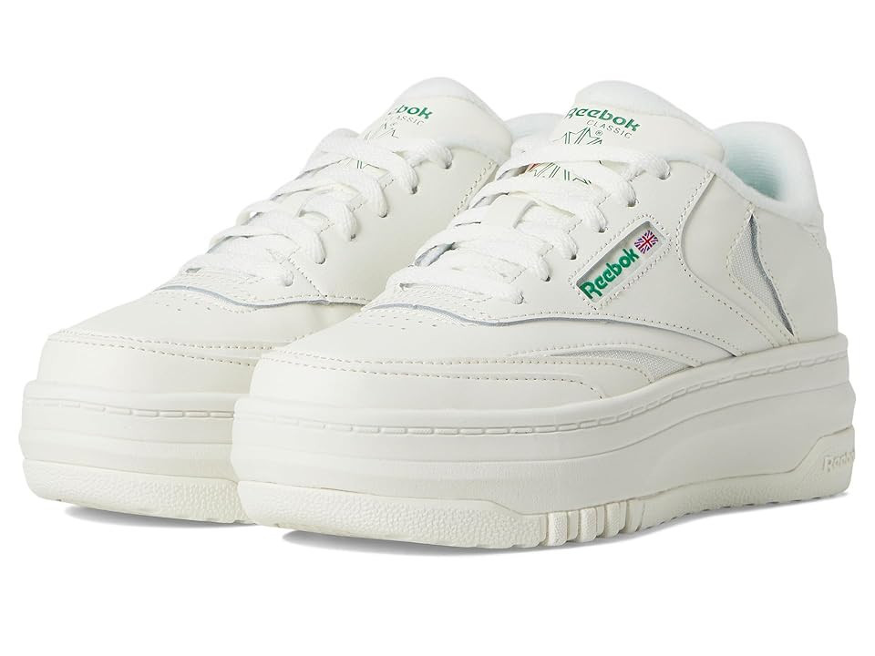 Reebok Kids Club C Extra (Little Kid) Girls Shoes Chalk/Chalk/Glen Green: 11.5 Little Kid M, Leather | Zappos.com