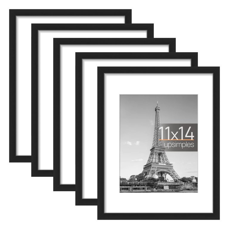 upsimples 5 PACK 11x14 Matted to 8x10 Linear Gallery Wall Picture Frame, Black | Walmart (US)