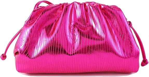 Women Dumpling Crossbody Bag Cloud Evening Bag Sparkly Clutch Purses Drawstring Strap Ruched Shoulde | Amazon (US)