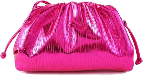 Women Dumpling Crossbody Bag Cloud Evening Bag Sparkly Clutch Purses Drawstring Strap Ruched Shoulde | Amazon (US)