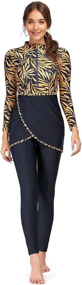 seafanny Womens' 3 Pieces Muslim Swimwear Full Cover Hijab Burkini Modest Swimsuit Burkini | Amazon (UK)