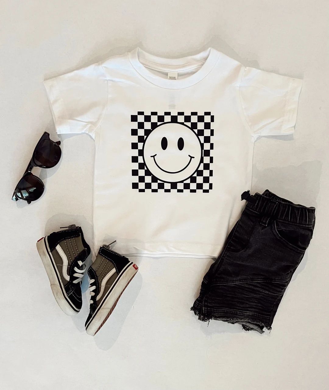 Checkered Smiley Face Unisex T-Shirt | Fun Smiley Face T-Shirt for the whole family to match | Etsy (US)