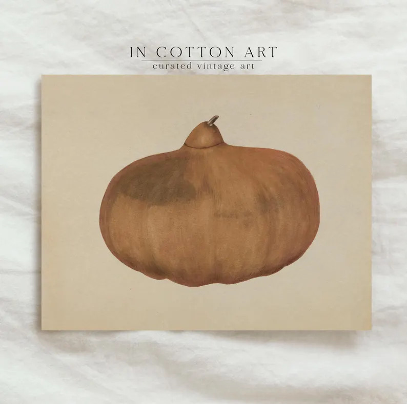 Autumn Pumpkin Art Print DIGITAL Download, Harvest Season Wall Art PRINTABLE, Thanksgiving Home D... | Etsy (US)