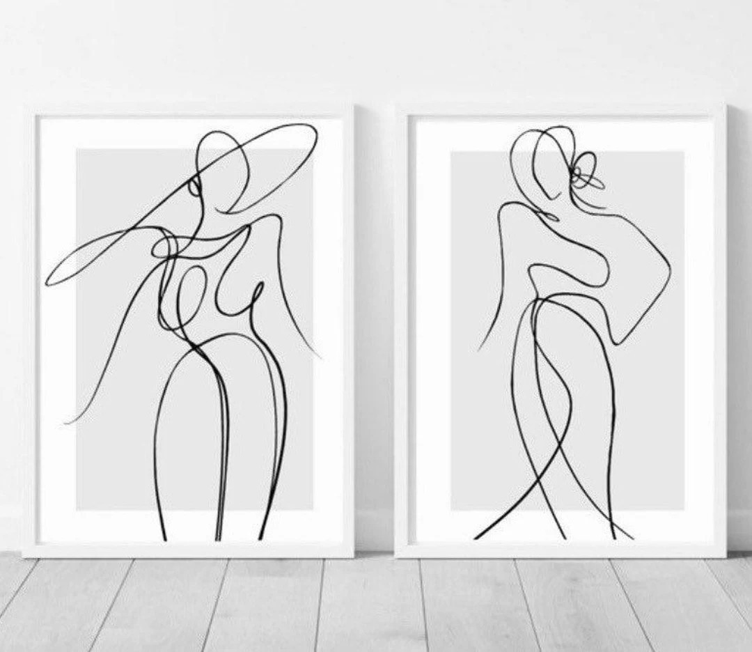 Woman Line Art Print Female Line Drawing Wall Decorfashion - Etsy | Etsy (US)