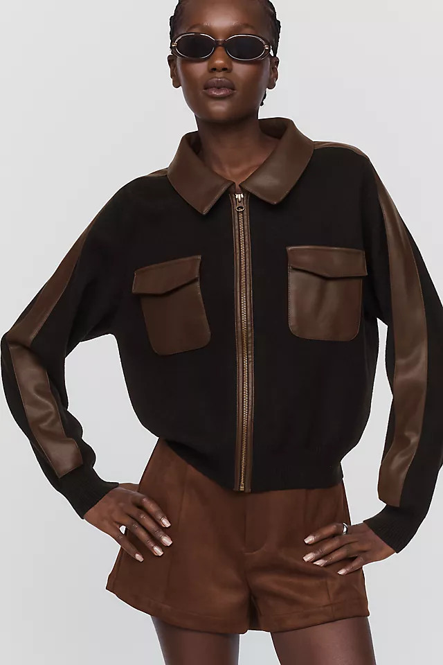 Faux-Leather Paneled Sweater | Anthropologie (US)