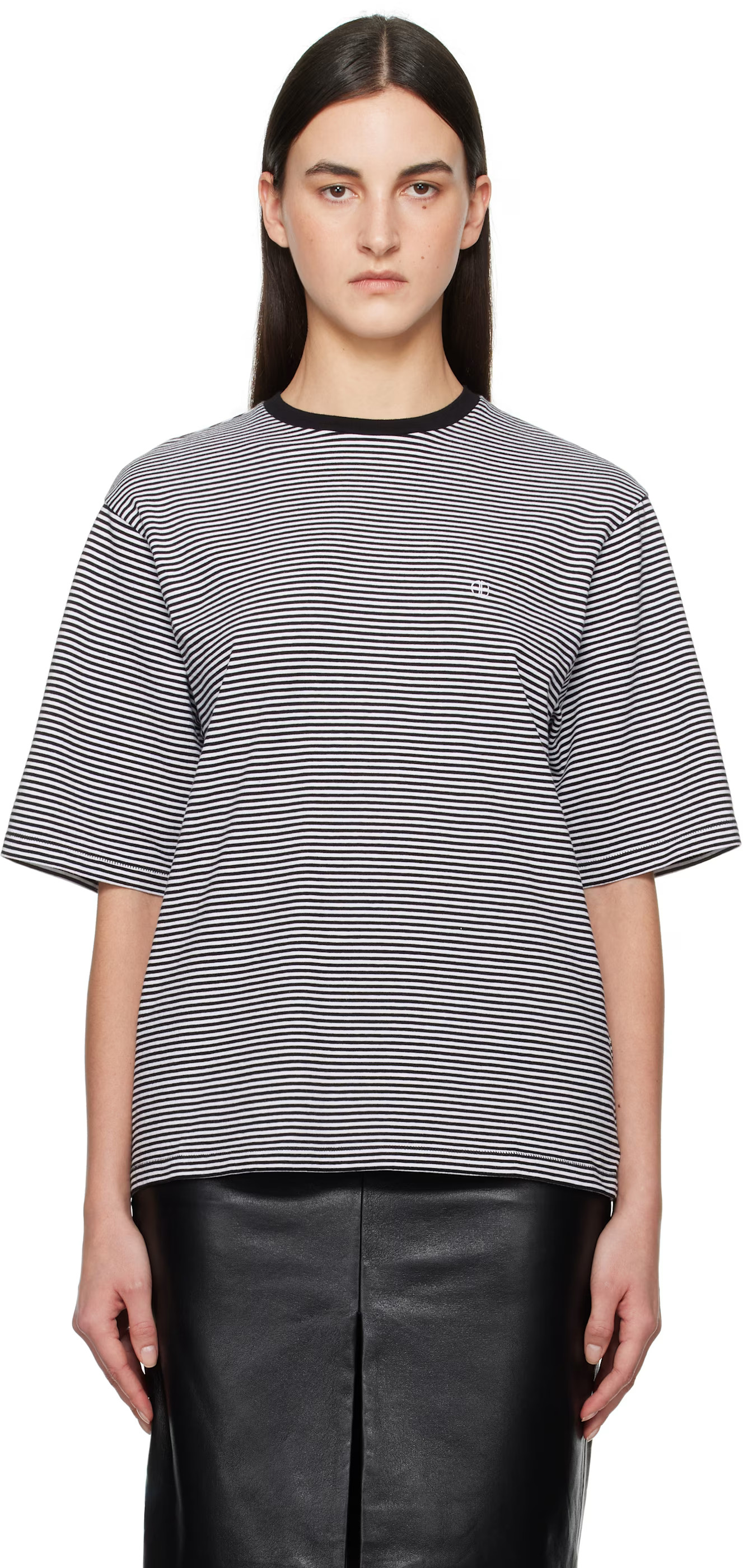 ANINE BING - Black & White Bo T-shirt | SSENSE
