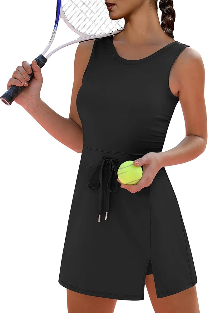 Caracilia Women Tennis Dress Summer Athletic Workout Backless Sleeveless Fitted Slit Active Mini ... | Amazon (US)