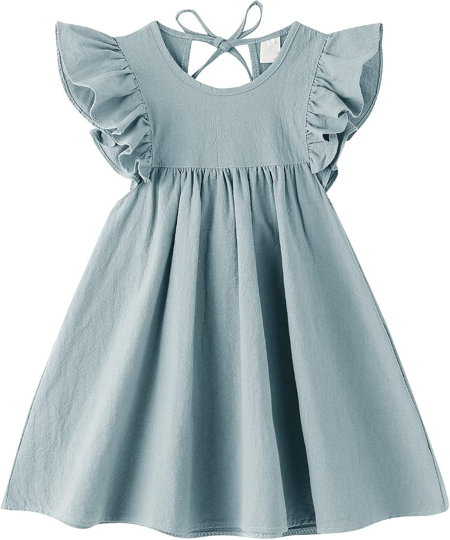 Dutebare Toddler Baby Girl Dress Cotton Linen Ruffle Halter Sleeveless Dresses Kids Summer Sundre... | Amazon (US)