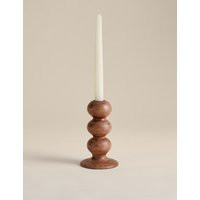 M&S Bobbin Wooden Dinner Candle Holder Natural | Marks & Spencer (UK)