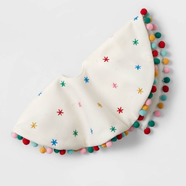 16" Felt Mini Tree Skirt with Colorful Snowflakes & Poms White - Wondershop™ | Target