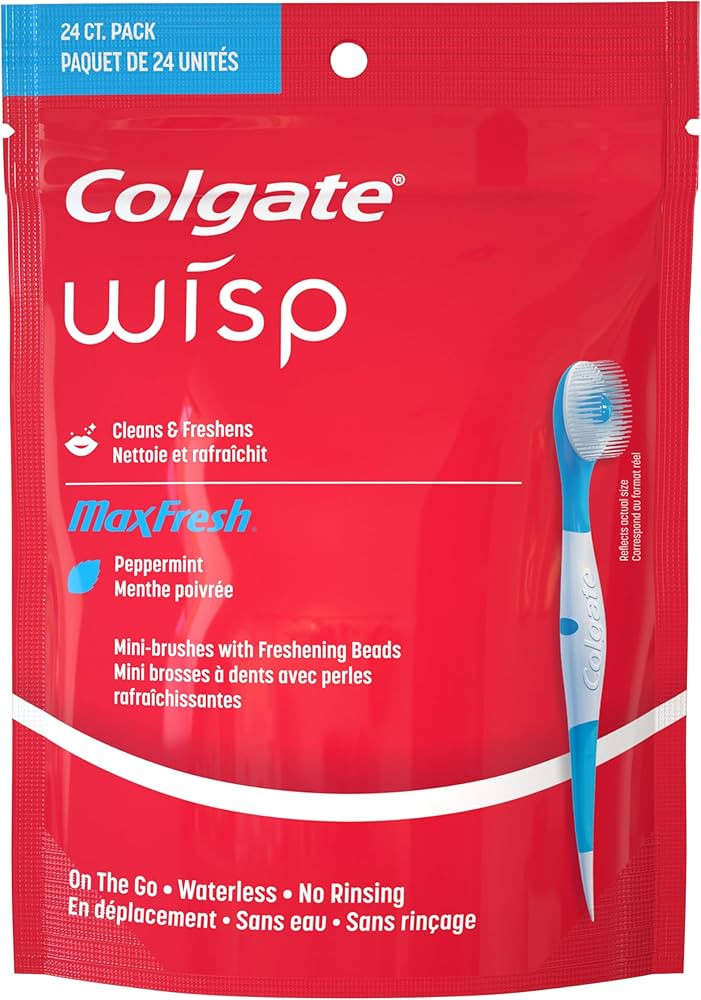 Colgate Max Fresh Wisp Disposable Mini Travel Toothbrushes, Peppermint, 24 Count (Pack of 4) | Amazon (US)