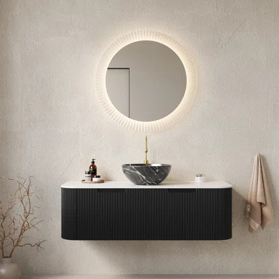 Modern Floating Black Bathroom Vanity With Ceramic Basin Art Deco Style For Stylish Bathroom Spaces | Wayfair North America