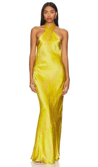 Estee Twist Neck Dress in Lemon Tonic Python Snake | Revolve Clothing (Global)