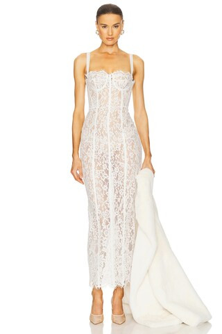 Helsa The Lace Column Dress in White from Revolve.com | Revolve Clothing (Global)