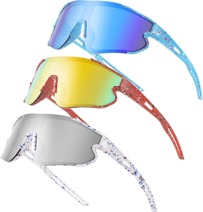 3PACK Kids Sunglasses Youth Baseball Sunglasses for 4-12 Boys Girls Cycling Softball Running UV40... | Amazon (US)