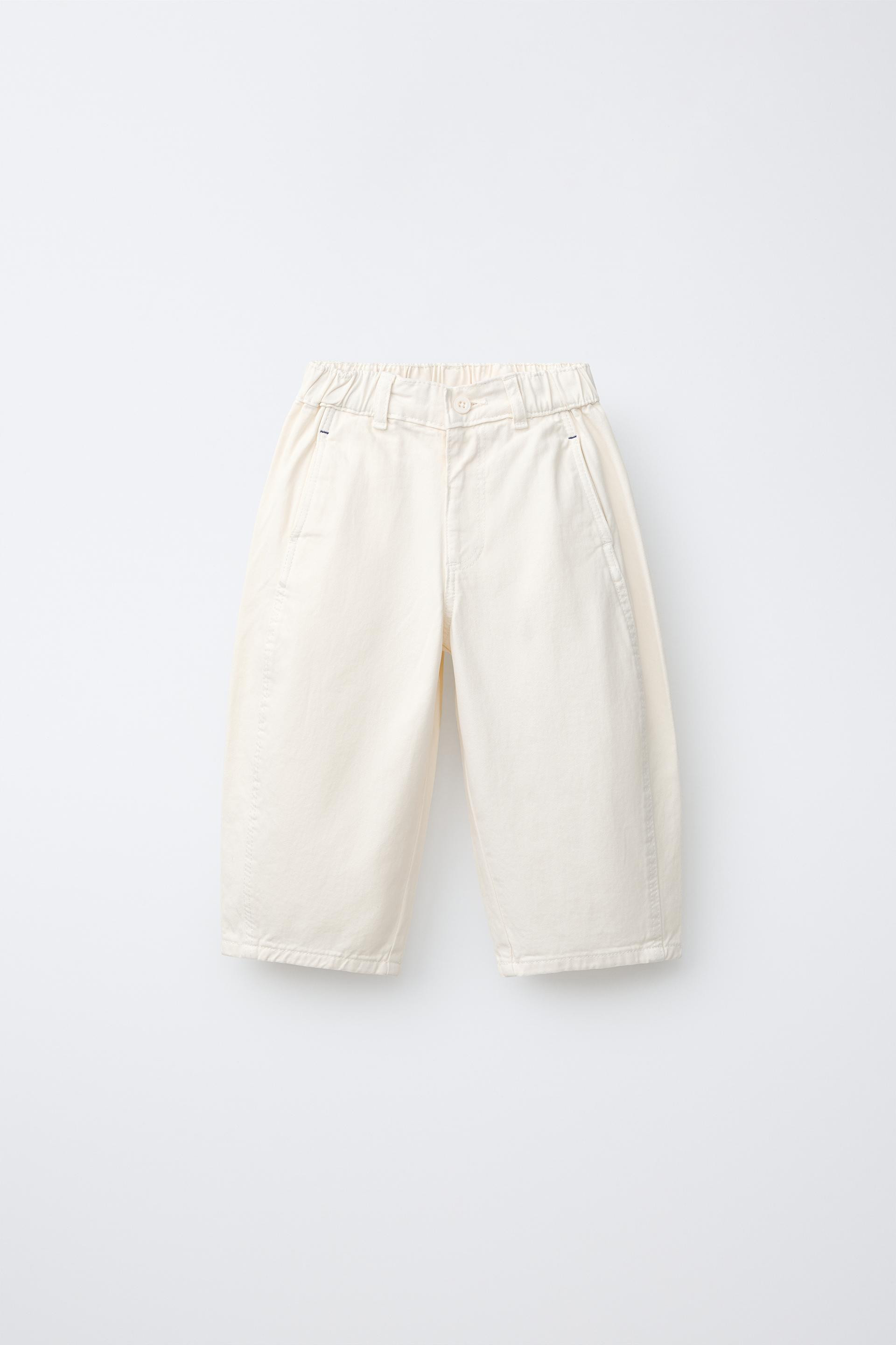Zara - Balloon Twill Pants - Ecru - 6 Years (45,2 Inches) - Kids | Zara US
