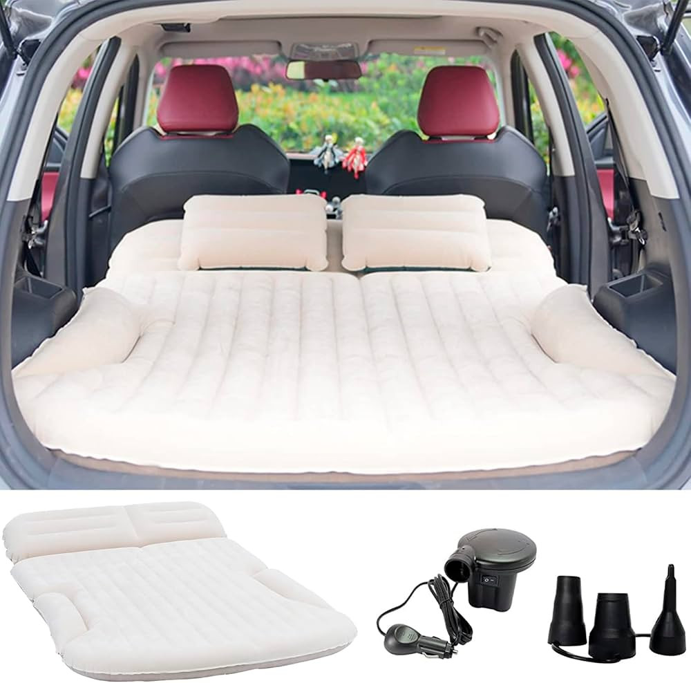 KMZ SUV Air Mattress Thickened and Double-Sided Flocking Travel Camping Bed with 2 Pillows & Elec... | Amazon (US)