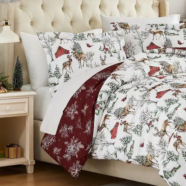 White Christmas 3-piece Holiday Comforter Set - Bed Bath & Beyond - 41256245 | Bed Bath & Beyond