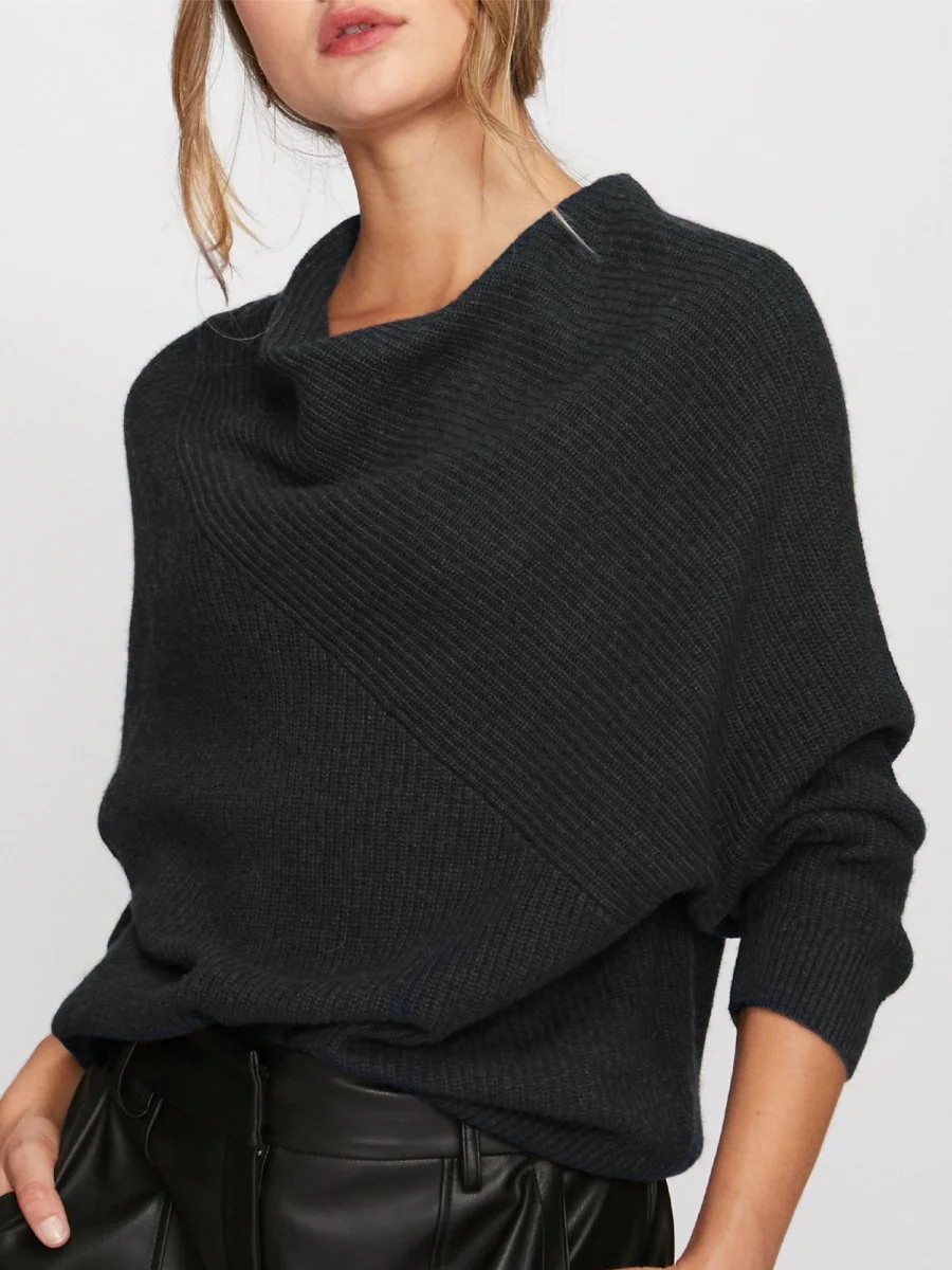 Women's Leith Cowl Neck Sweater - Dark Charcoal Melange | Brochu Walker | Brochu Walker