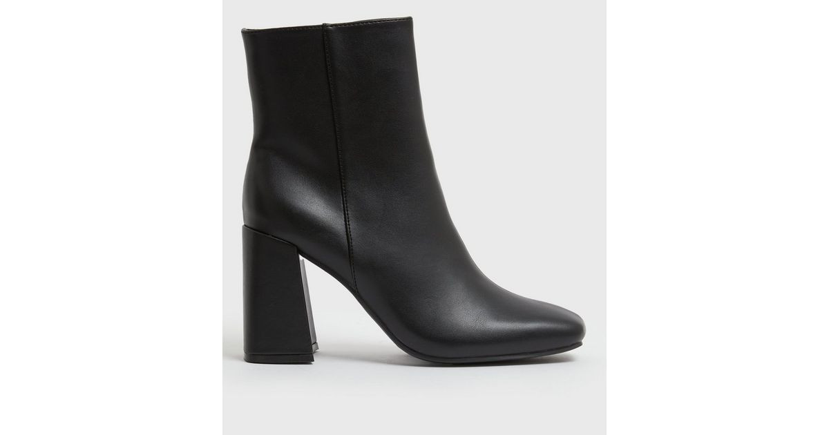 Black Square Toe Block Heel Boots | New Look | New Look (UK)