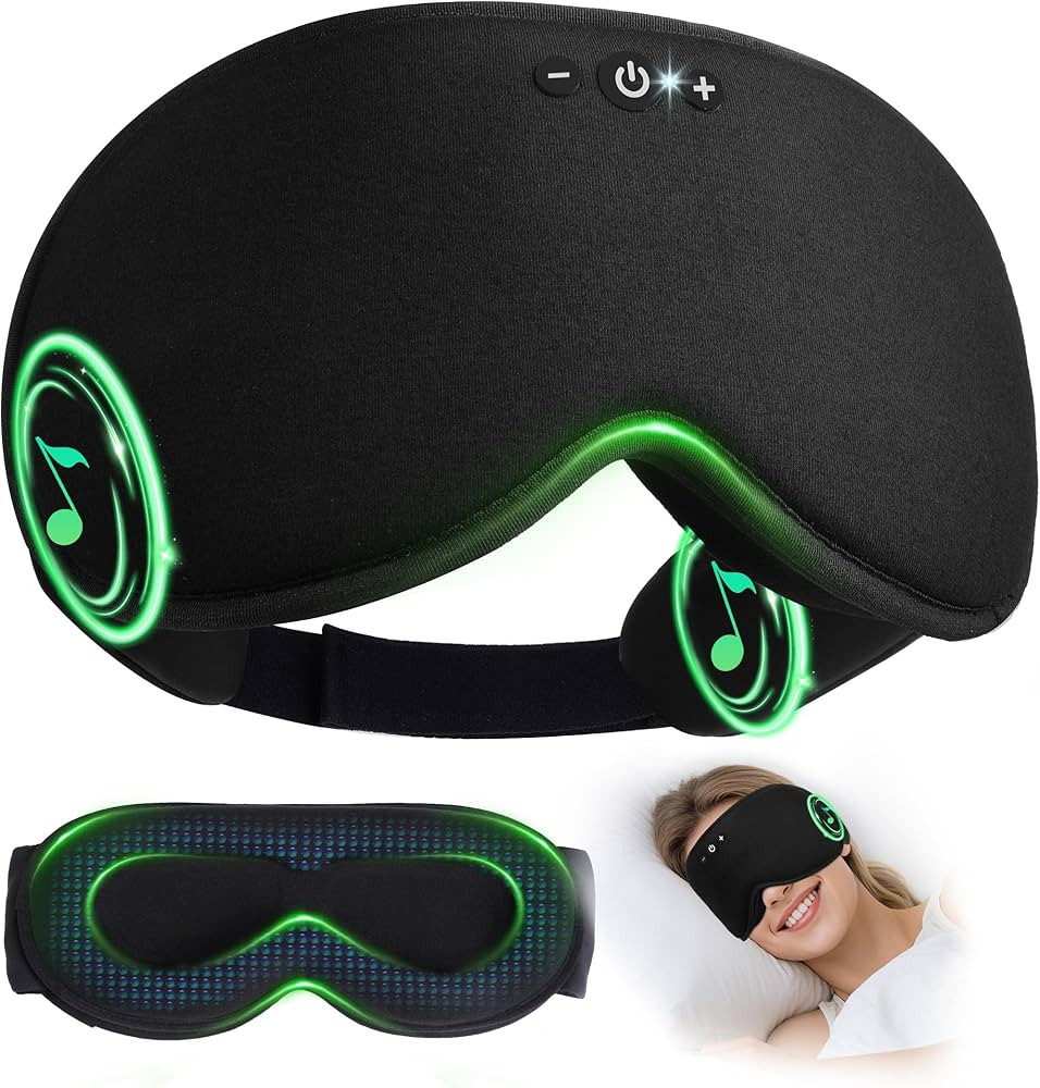 LC-dolida Bamboo Cotton Weighted Bluetooth Sleep Masks, 3D Weighted Sleep Masks with Bluetooth 5.... | Amazon (US)