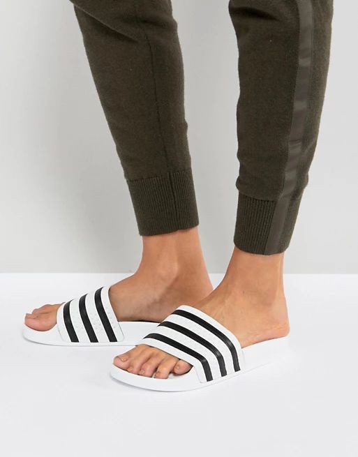 adidas Originals Adilette Slider Sandals In White | ASOS US