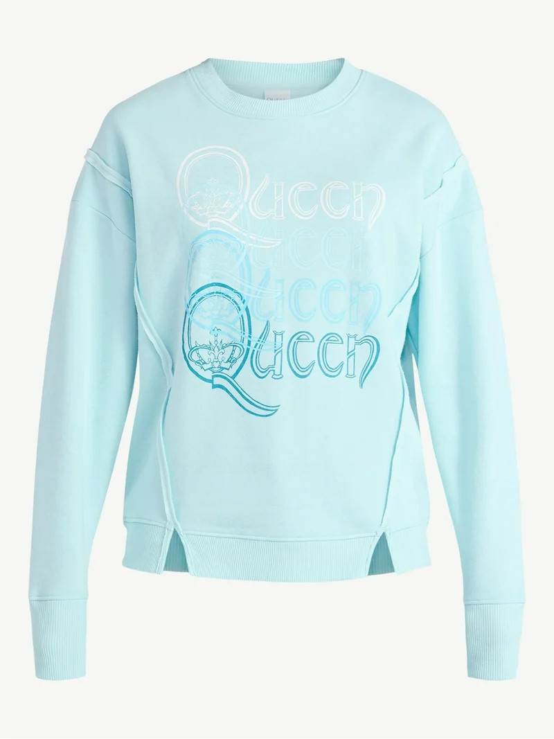 Time and Tru Women's Queen Logo Graphic Sweatshirt with Long Sleeves, Sizes XS-XXXL | Walmart (US)